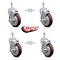 Service Caster 5 Inch Maroon Polyurethane Swivel 3/8 Inch Threaded Stem Caster Set with Brake SCC-TS20S514-PPUB-MRN-TLB-381615-4 - alternate 4
